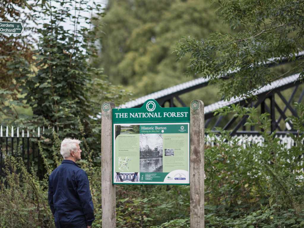 National Forest signage with man reading it